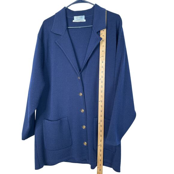 Neiman Marcus 16 Cerruti $550 Alpinit Long Cardigan Sweater Swiss Wool Navy Blue - Picture 6 of 9